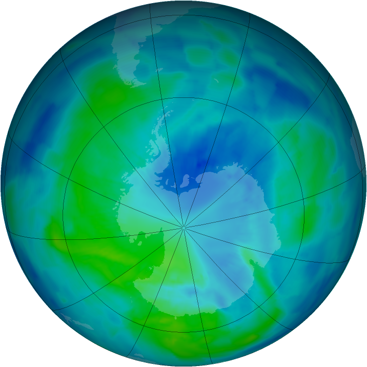 Antarctic ozone map for 03 April 2012